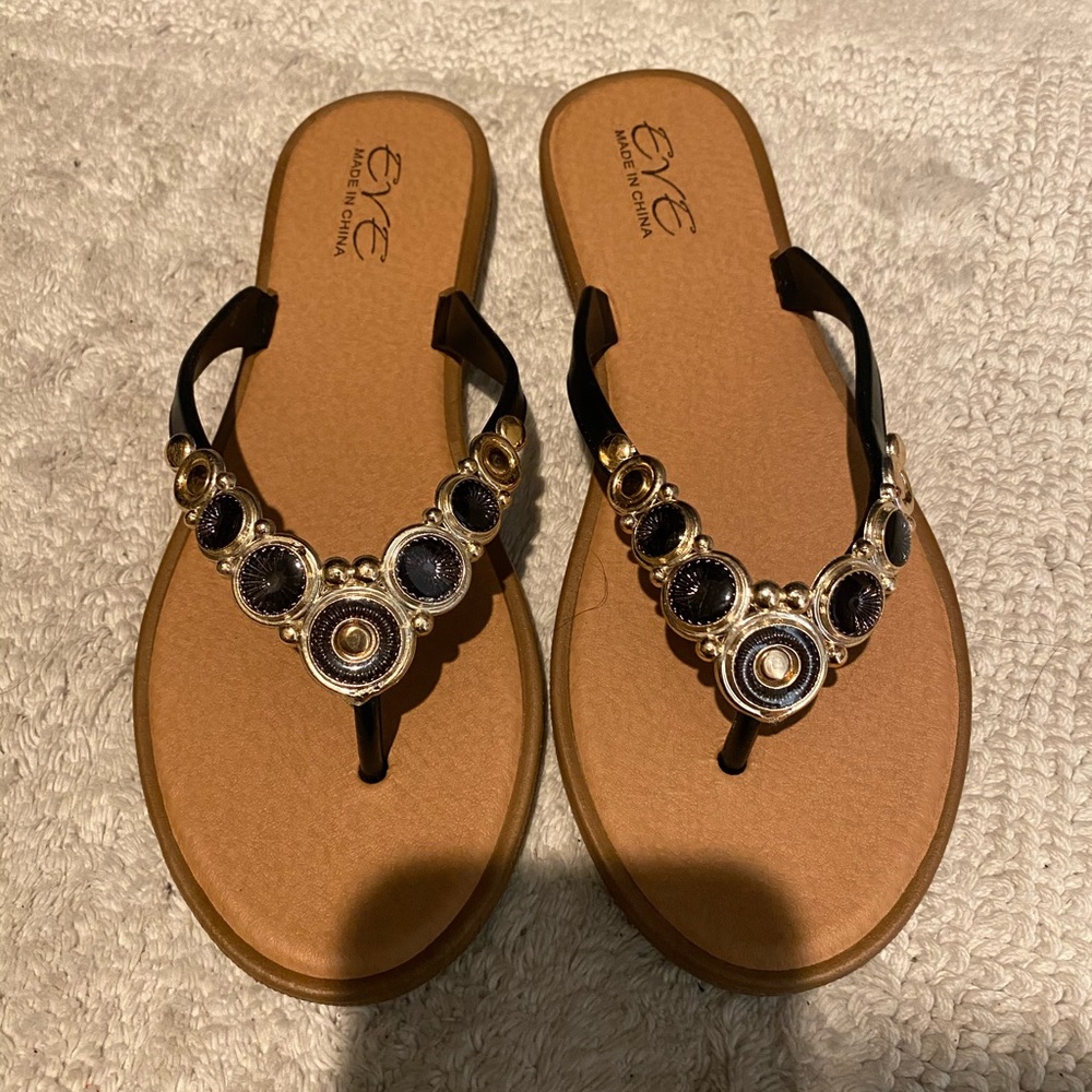 Black & Gold Flip Flops